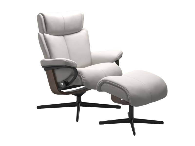 Stressless Magic (M) Cross Base Recliner with Ottoman