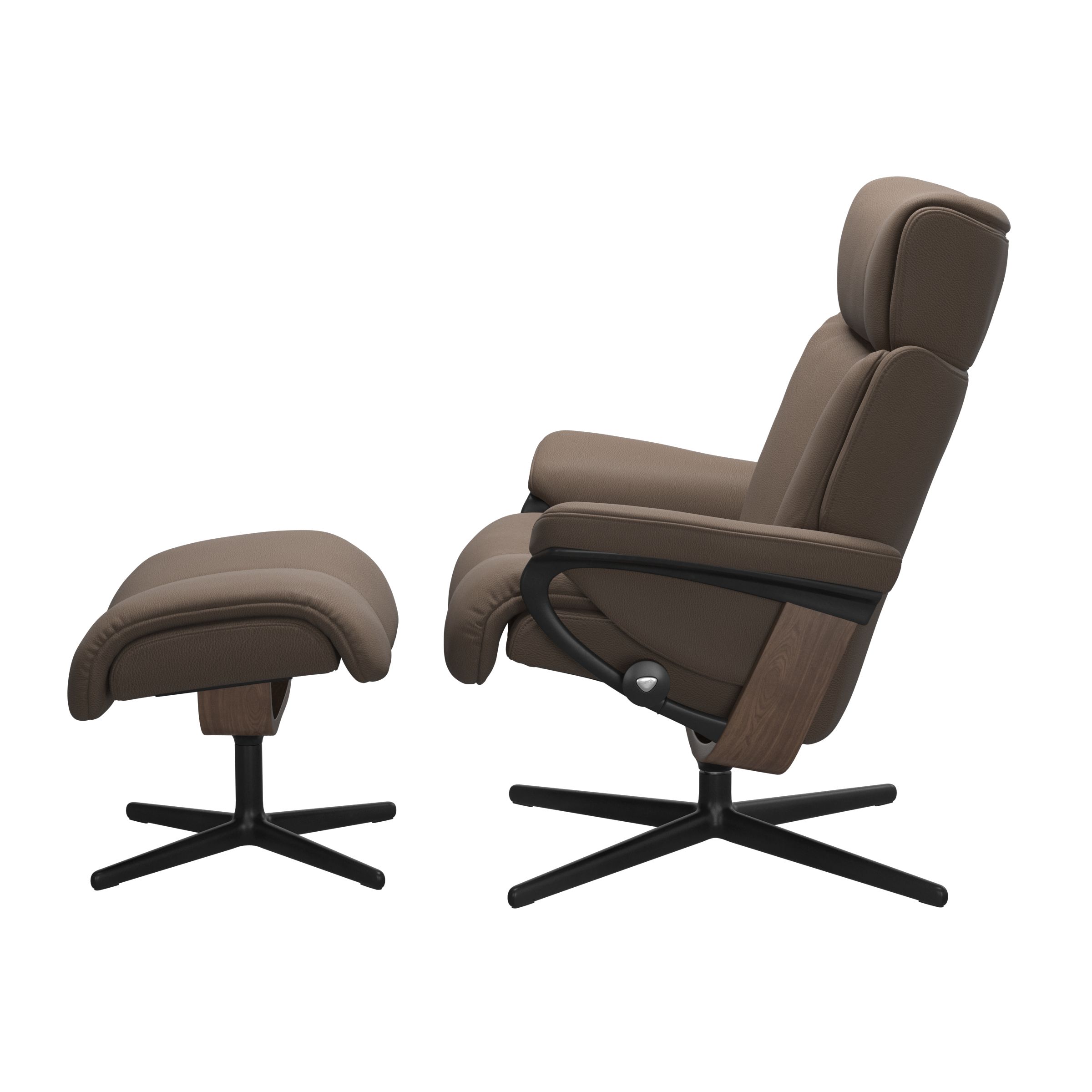 Stressless Magic (M) Cross Base Recliner with Ottoman
