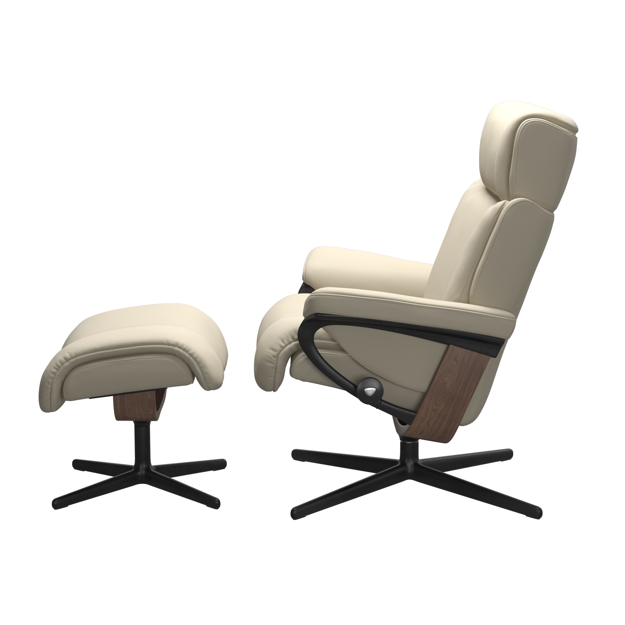 Stressless Magic (M) Cross Base Recliner with Ottoman