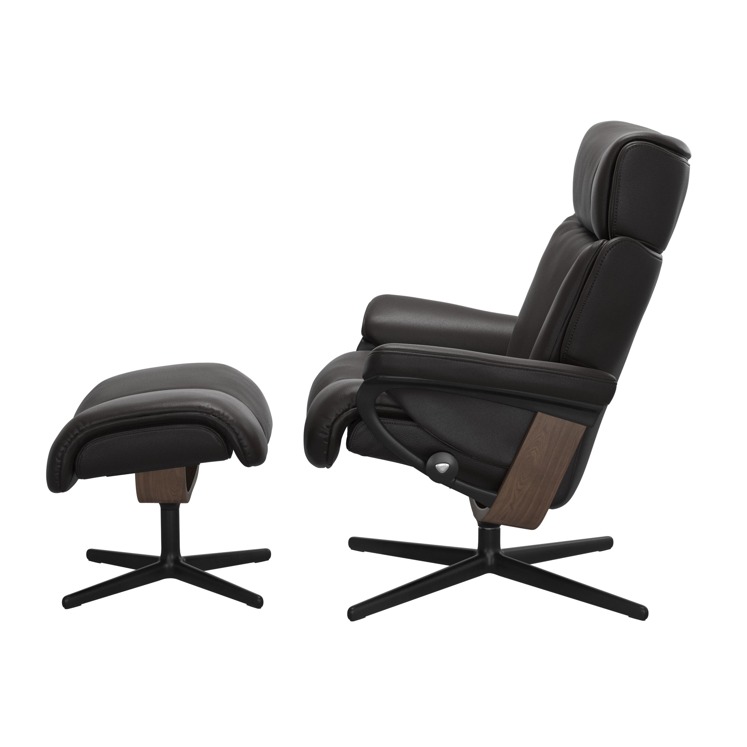 Stressless Magic (M) Cross Base Recliner with Ottoman