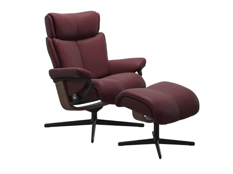 Stressless Magic (M) Cross Base Recliner with Ottoman
