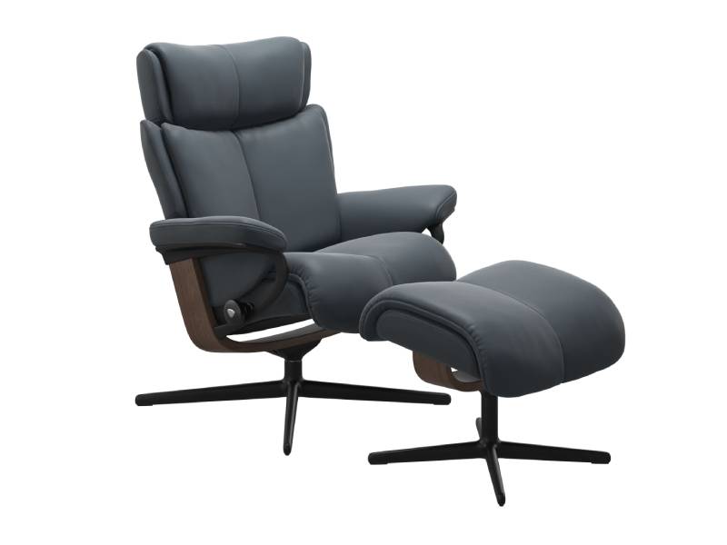 Stressless Magic (M) Cross Base Recliner with Ottoman