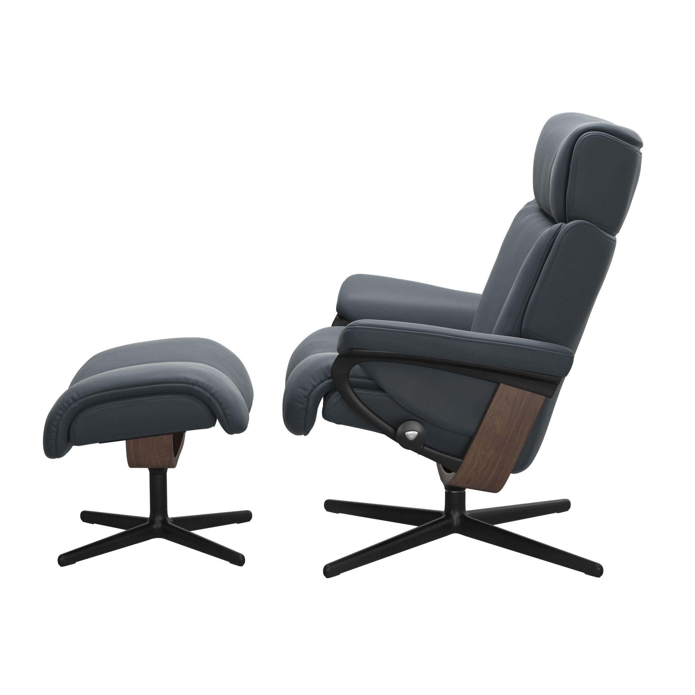 Stressless Magic (M) Cross Base Recliner with Ottoman