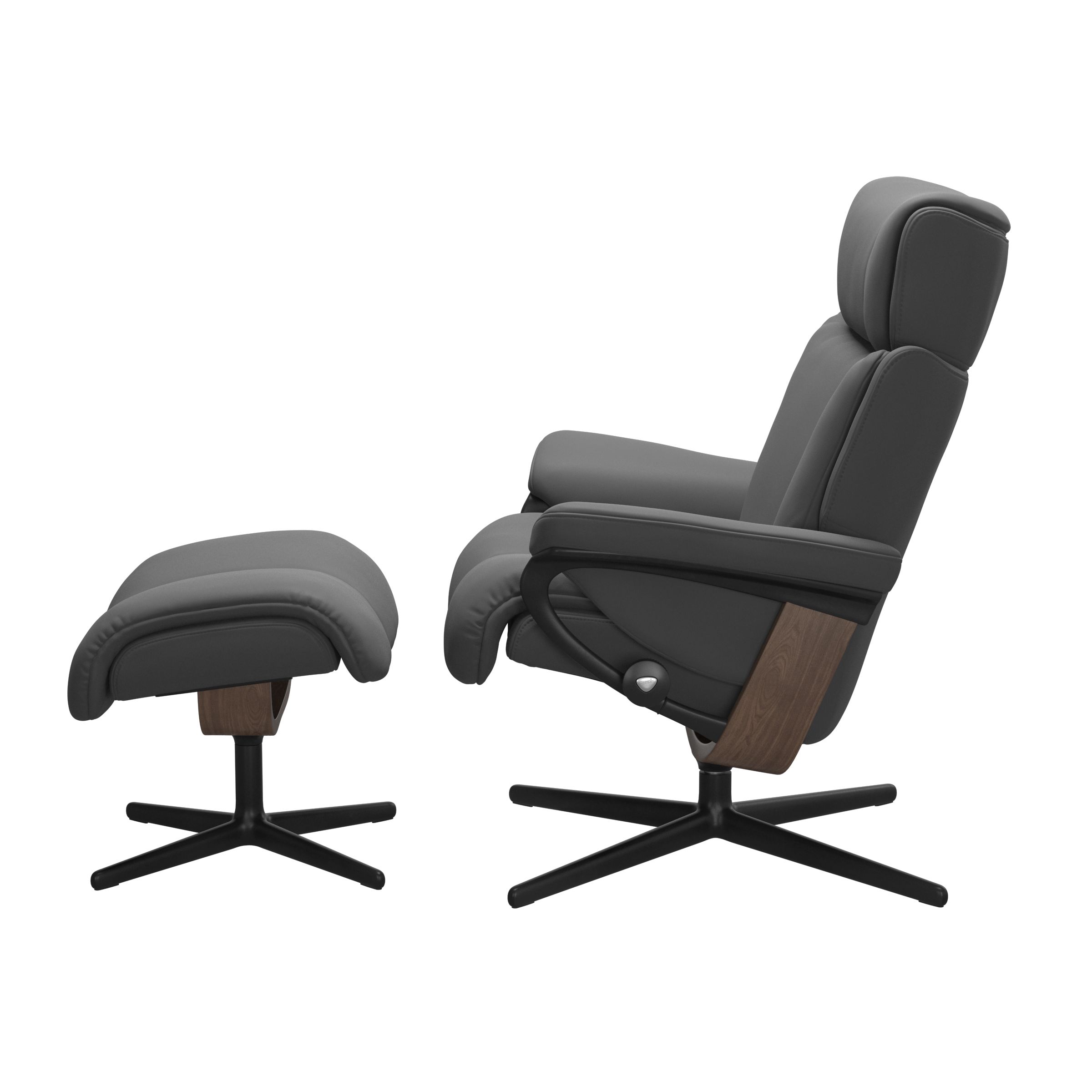 Stressless Magic (M) Cross Base Recliner with Ottoman