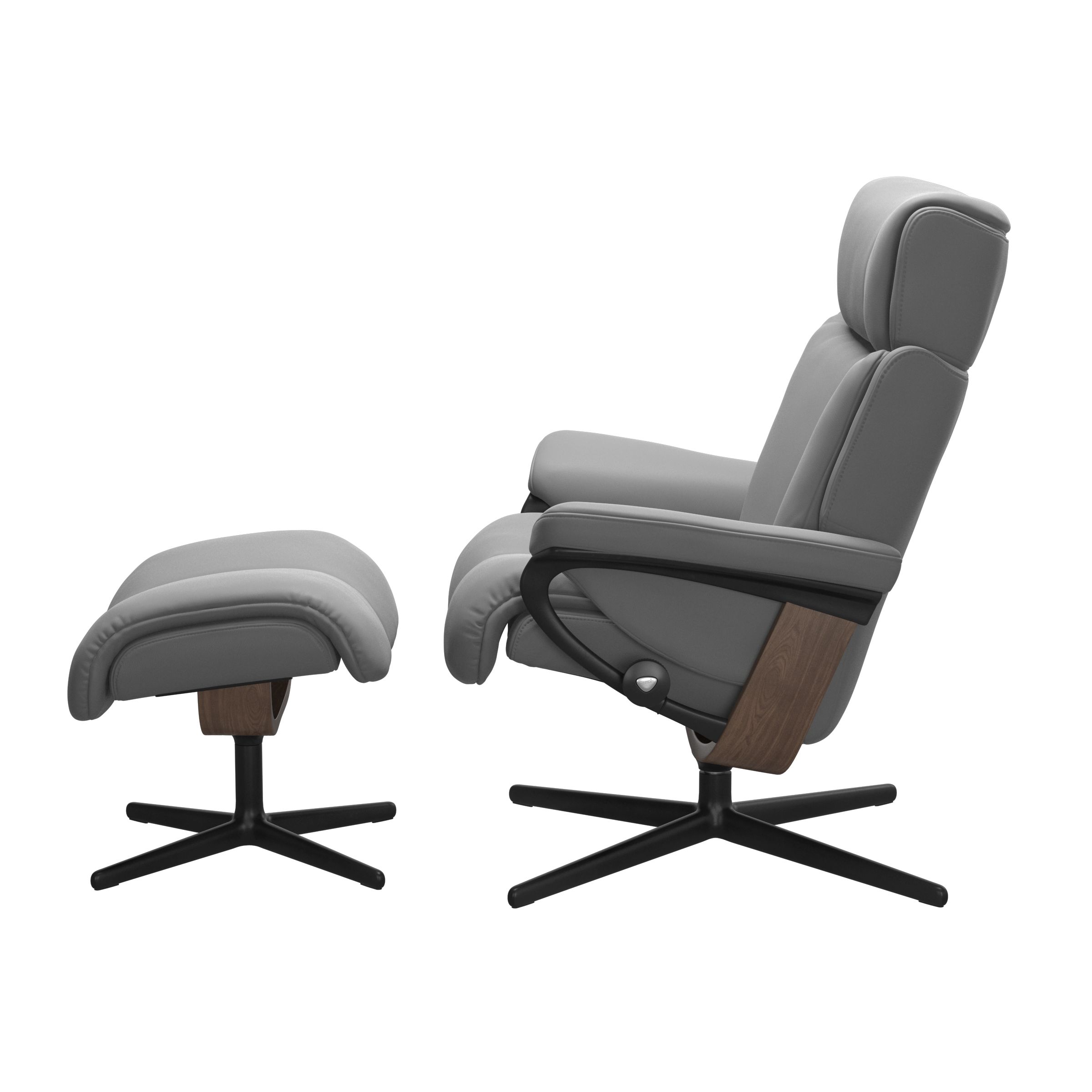 Stressless Magic (M) Cross Base Recliner with Ottoman
