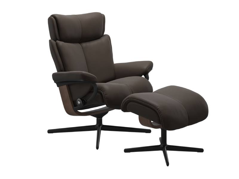Stressless Magic (M) Cross Base Recliner with Ottoman