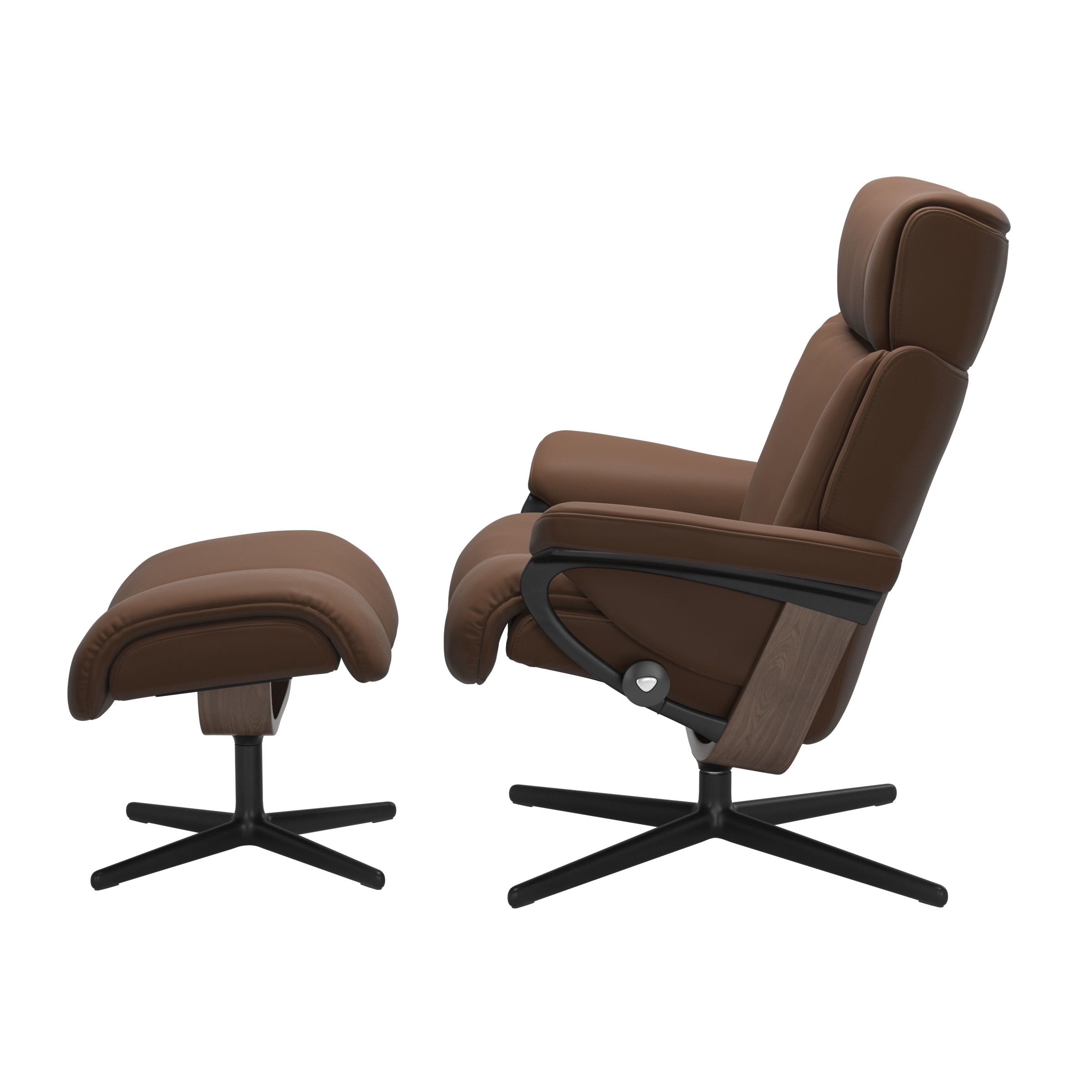 Stressless Magic (M) Cross Base Recliner with Ottoman