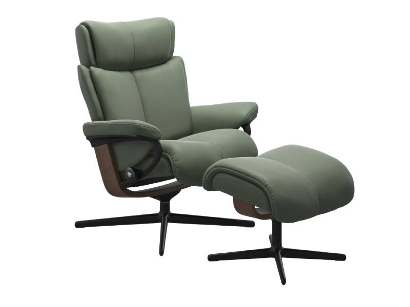 Stressless Magic (M) Cross Base Recliner with Ottoman
