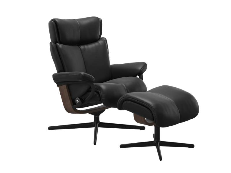 Stressless Magic (M) Cross Base Recliner with Ottoman