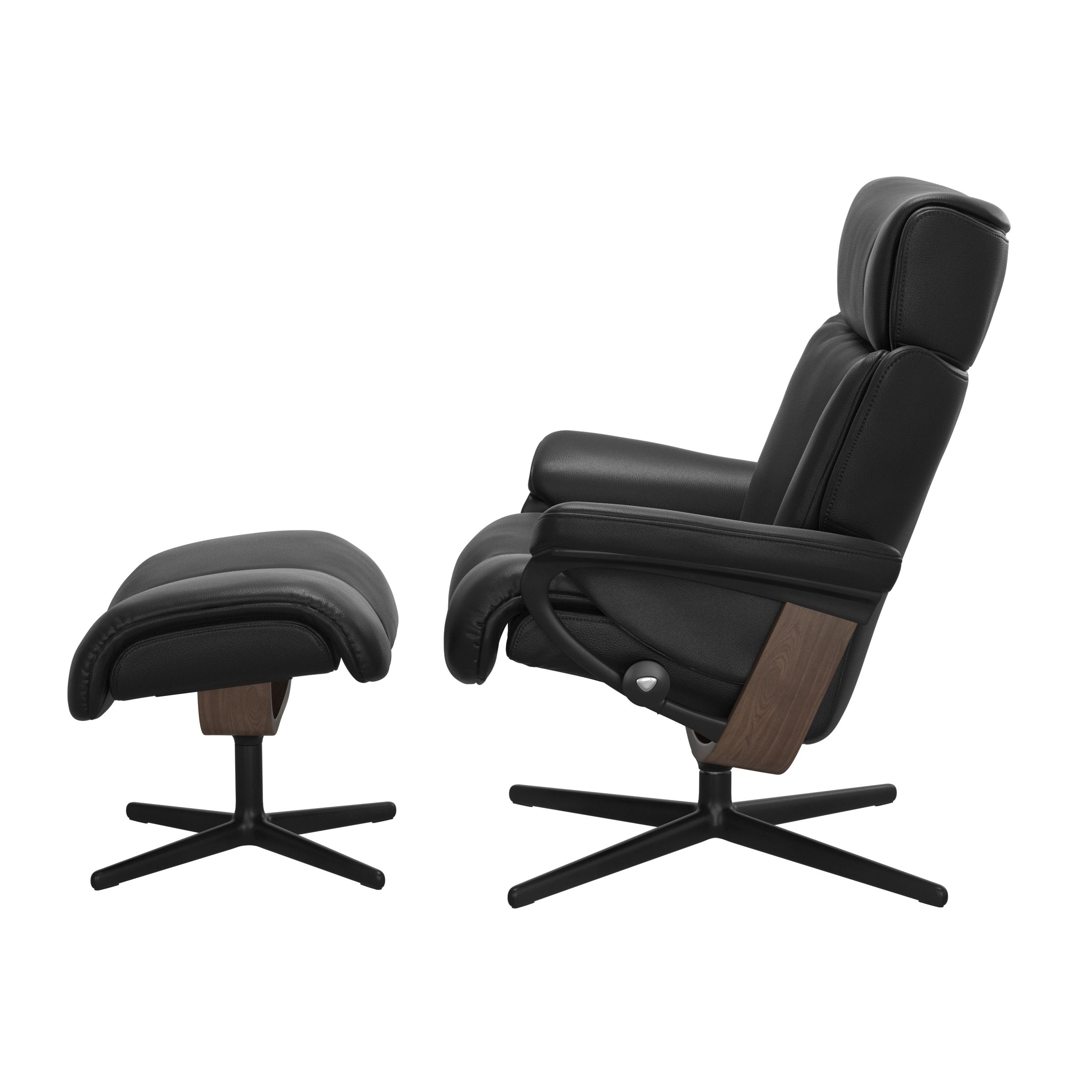 Stressless Magic (M) Cross Base Recliner with Ottoman