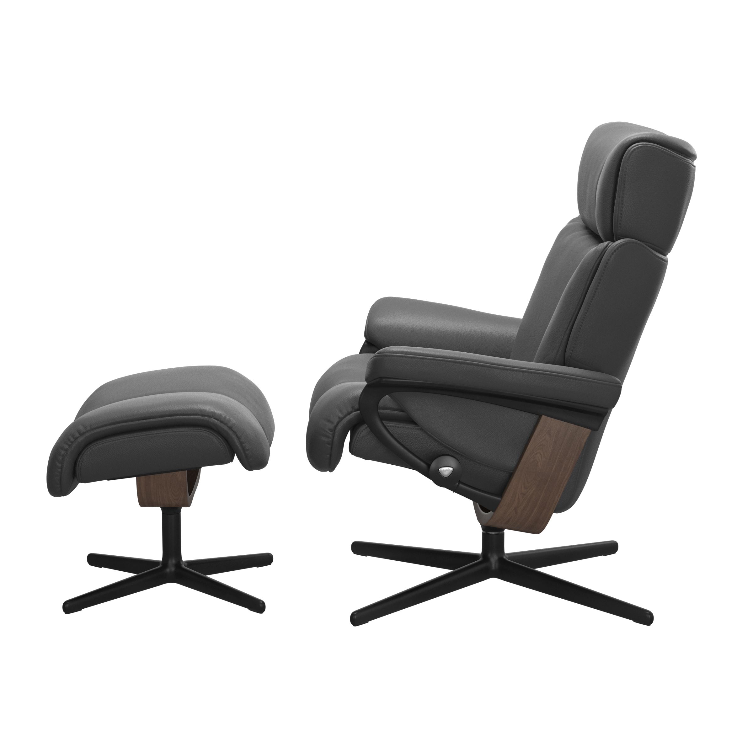 Stressless Magic (M) Cross Base Recliner with Ottoman