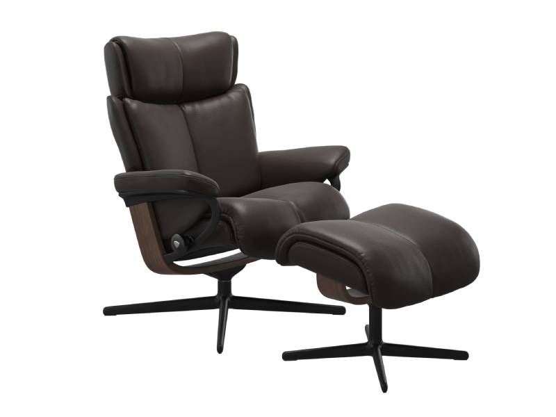 Stressless Magic (M) Cross Base Recliner with Ottoman