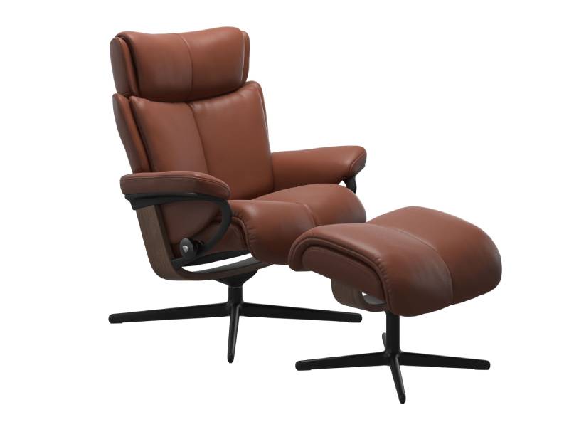 Stressless Magic (M) Cross Base Recliner with Ottoman