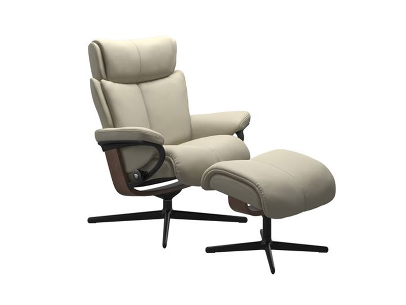 Stressless Magic (M) Cross Base Recliner with Ottoman