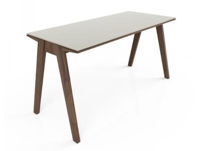 Light Natural Walnut & Cream Lacquered Glass