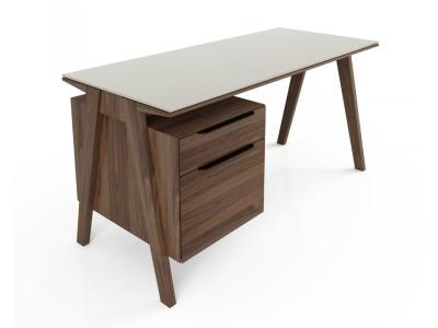 Light Natural Walnut & Cream Lacquered Glass