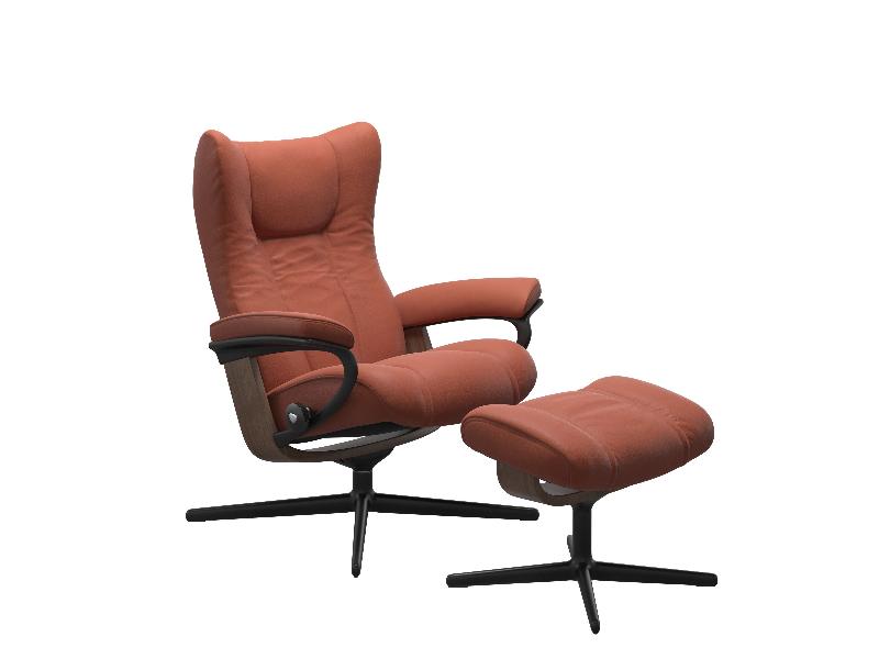 Stressless Wing (M) Cross Chair with Ottoman 