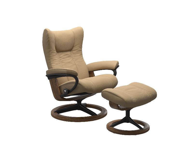 Stressless Wing (M) Signature Chair with Footstool 