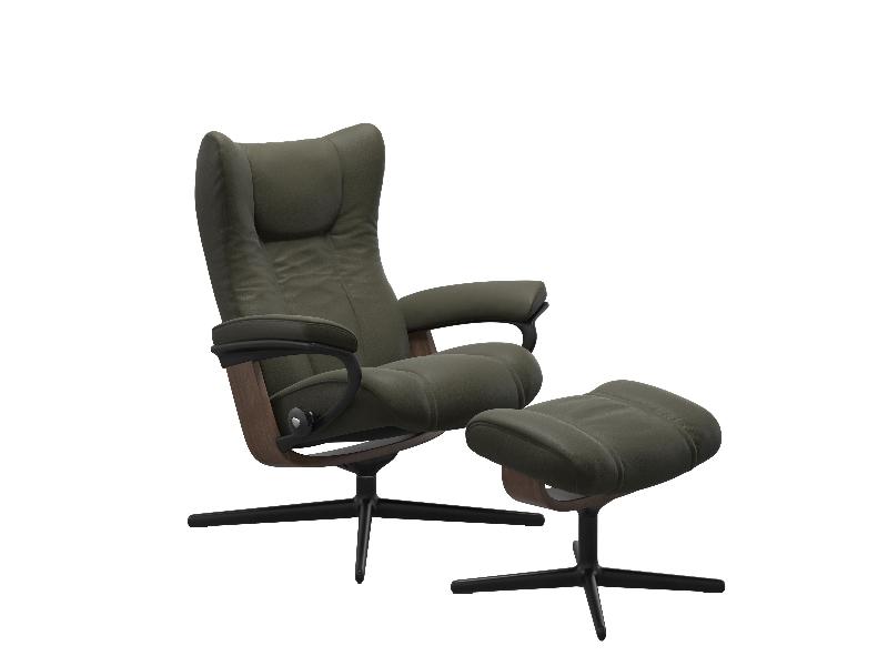 Stressless Wing (M) Cross Chair with Ottoman 