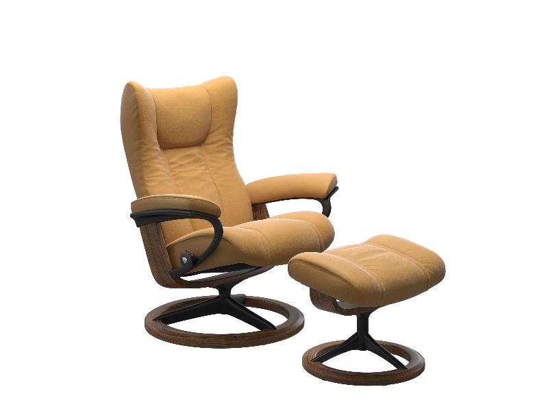 Stressless Wing (M) Signature Chair with Footstool 