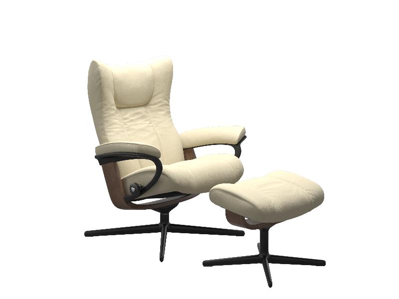 Stressless Wing (M) Cross Chair with Ottoman 