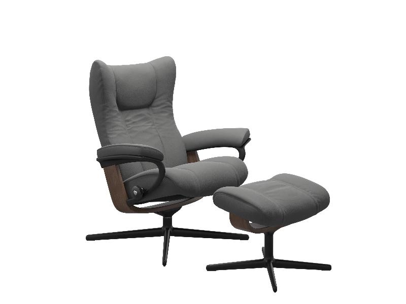 Stressless Wing (M) Cross Chair with Ottoman 