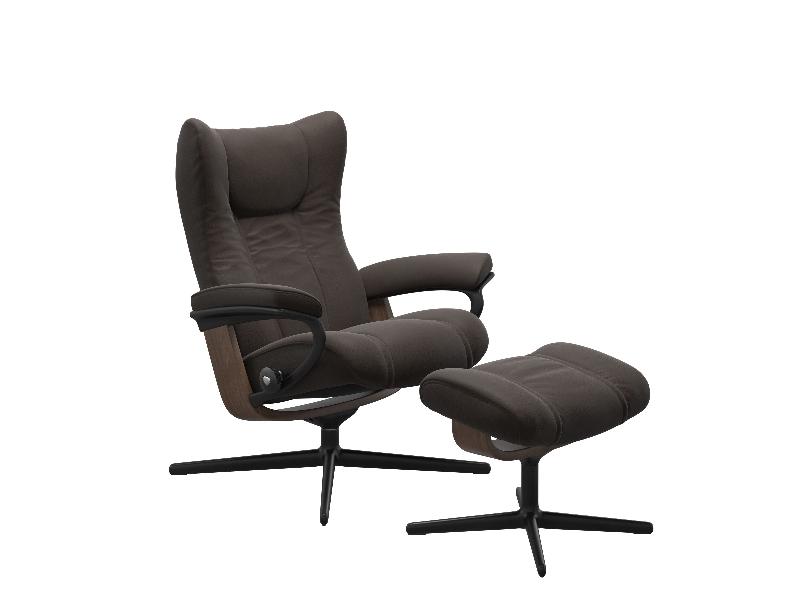 Stressless Wing (M) Cross Chair with Ottoman 