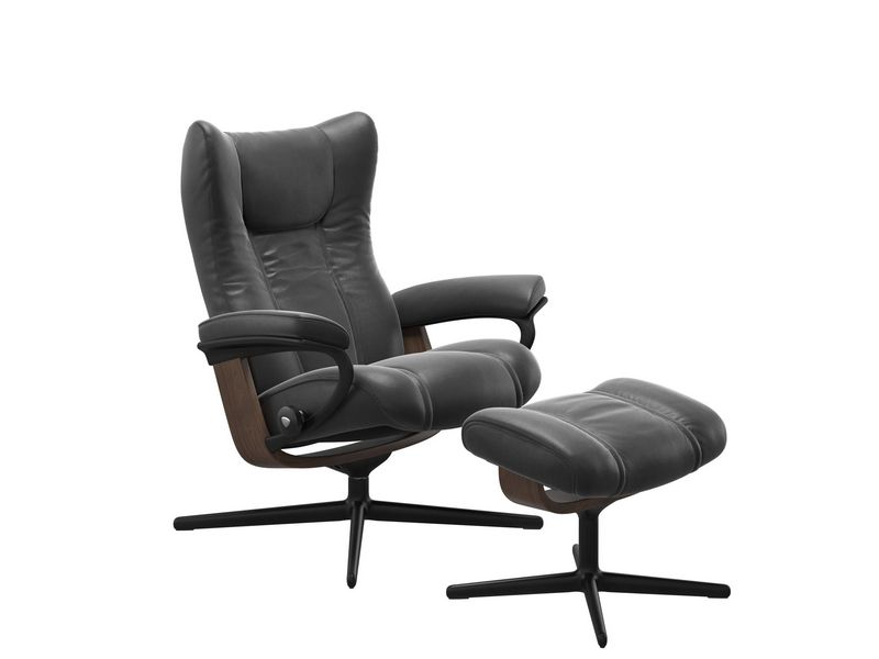 Stressless Wing (M) Cross Chair with Ottoman 