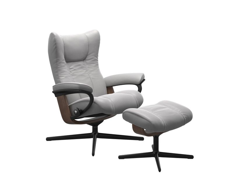Stressless Wing (M) Cross Chair with Ottoman 