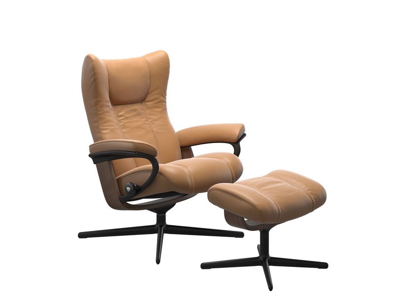 Stressless Wing (M) Cross Chair with Ottoman 