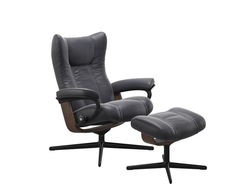 Stressless Wing (M) Cross Chair with Ottoman 