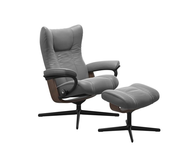 Stressless Wing (M) Cross Chair with Ottoman 