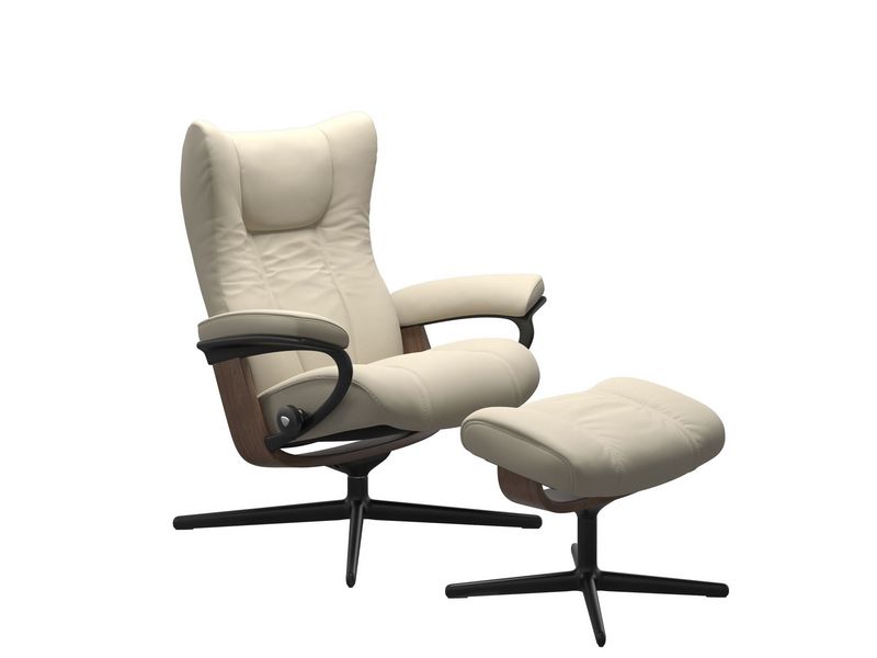Stressless Wing (M) Cross Chair with Ottoman 