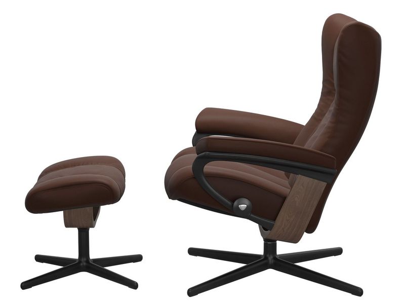 Stressless Wing (M) Cross Chair with Ottoman 