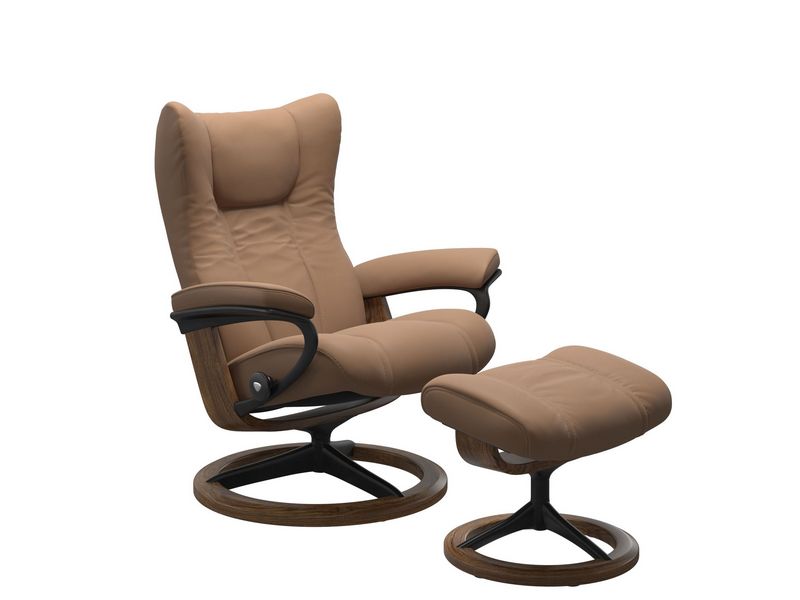 Stressless Wing (M) Signature Chair with Footstool 