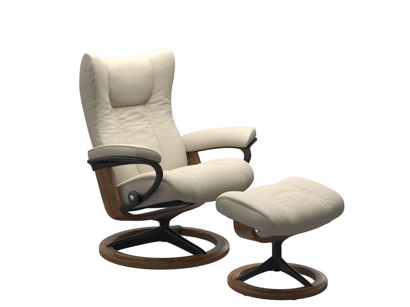Stressless Wing (M) Signature Chair with Footstool 