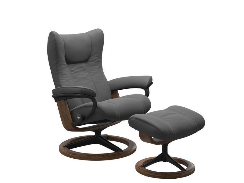 Stressless Wing (M) Signature Chair with Footstool 