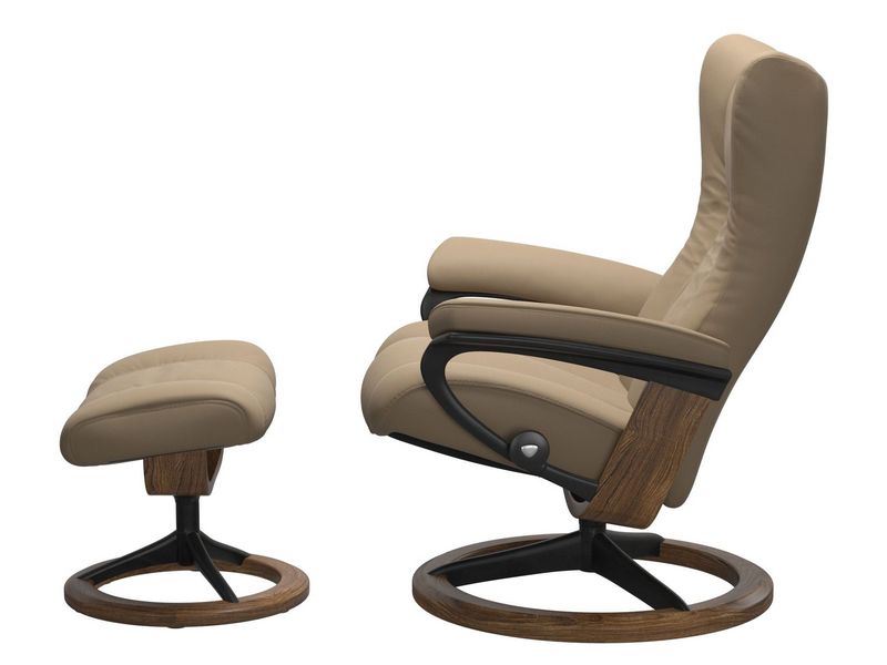 Stressless Wing (L) Signature Base Recliner with Ottoman
