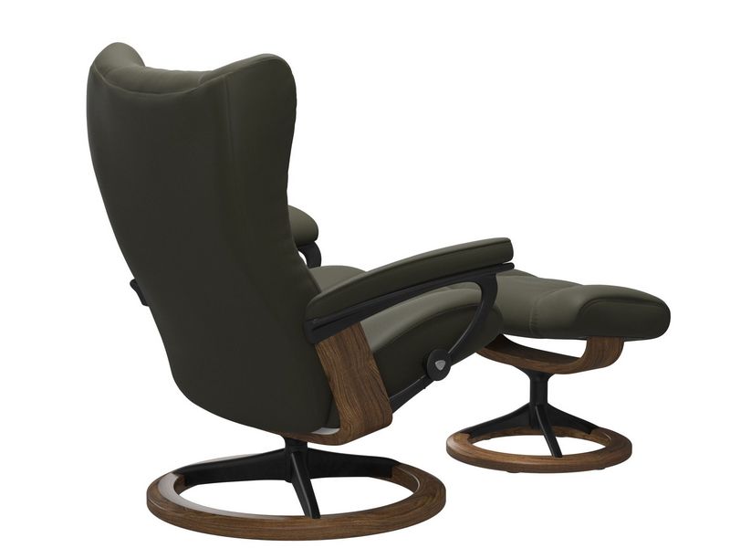 Stressless Wing (L) Signature Base Recliner with Ottoman