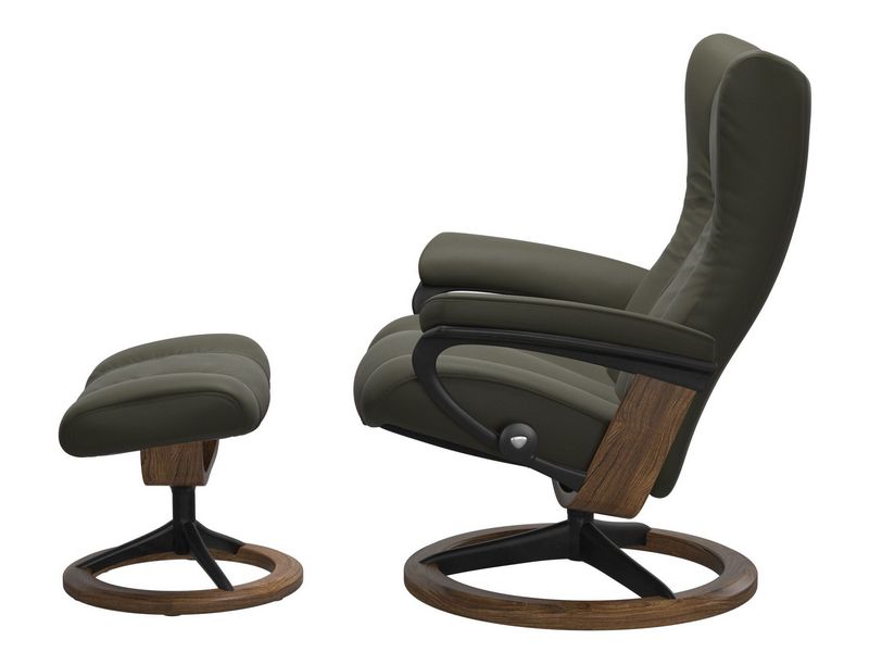 Stressless Wing (L) Signature Base Recliner with Ottoman