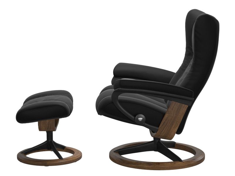 Stressless Wing (L) Signature Base Recliner with Ottoman