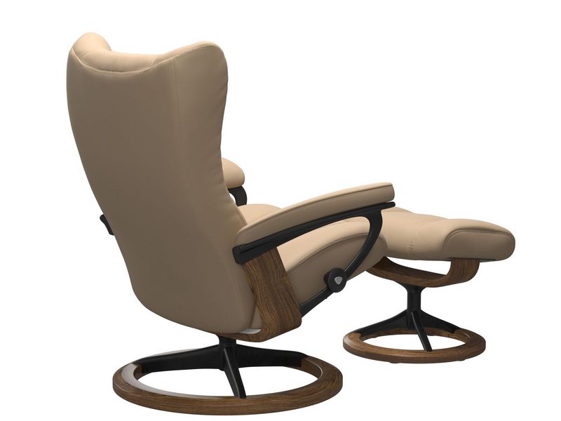 Stressless Wing (L) Signature Base Recliner with Ottoman
