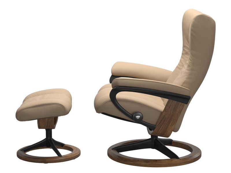 Stressless Wing (L) Signature Base Recliner with Ottoman