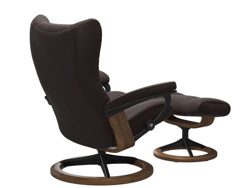 Stressless Wing (L) Signature Base Recliner with Ottoman