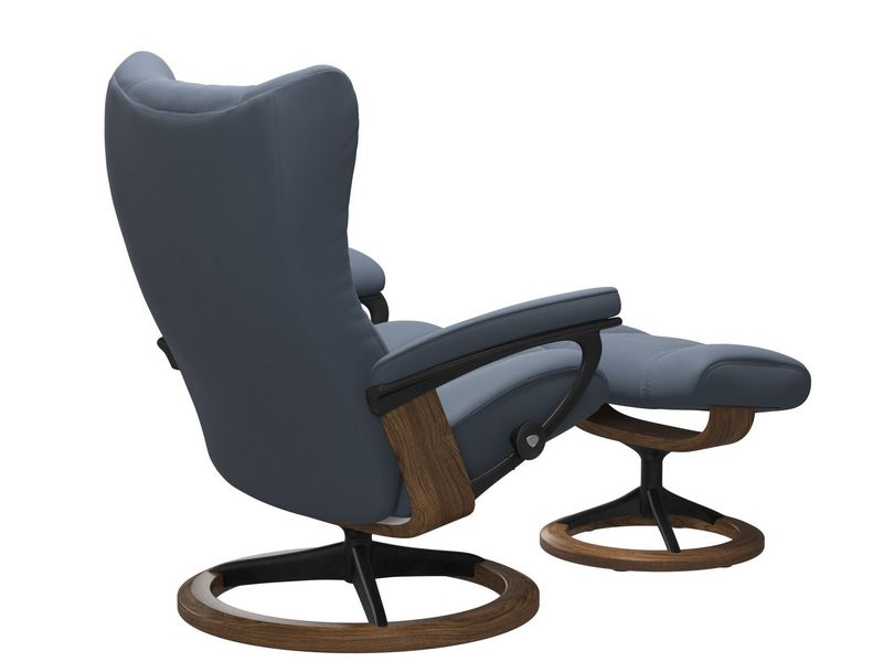 Stressless Wing (L) Signature Base Recliner with Ottoman