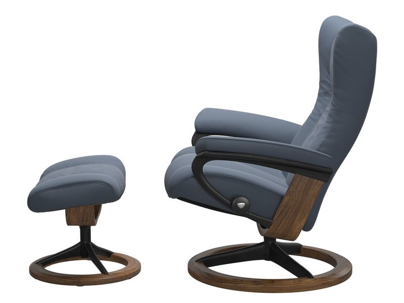 Stressless Wing (L) Signature Base Recliner with Ottoman