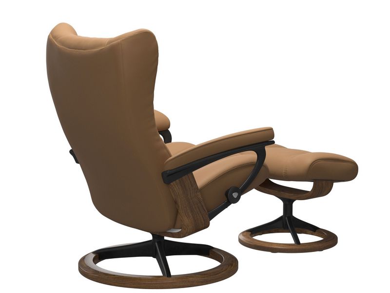 Stressless Wing (L) Signature Base Recliner with Ottoman
