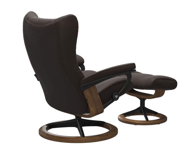 Stressless Wing (L) Signature Base Recliner with Ottoman