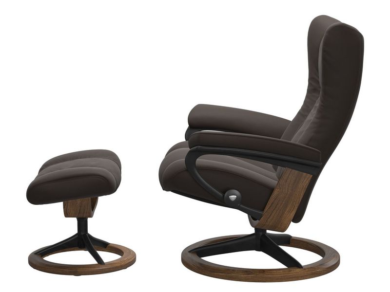 Stressless Wing (L) Signature Base Recliner with Ottoman