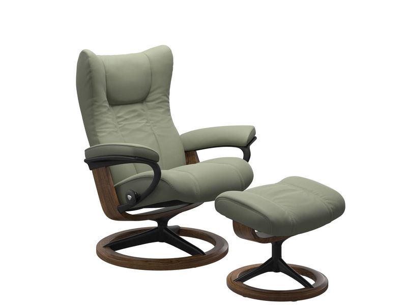 Stressless Wing (L) Signature Base Recliner with Ottoman